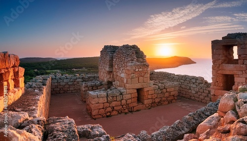 taula at sunset talati de dalt archaeological site menorca minorca balearic islands mediterranean