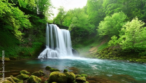 beautiful lush waterfall