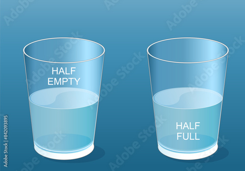 Two glasses. Half empty or half full.