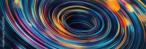 Innovation Texture. Circular Lines on Dark Blue Futuristic Tech Background