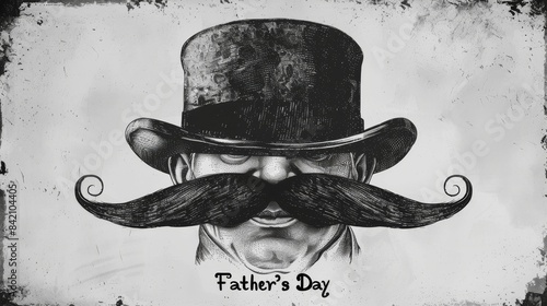 Illustration for Father's Day featuring a bowler hat and a handlebar mustache. 