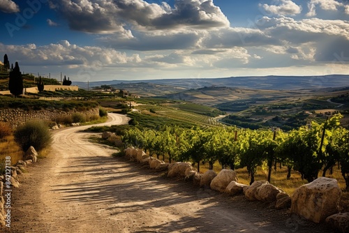 Scenic vineyards and village of casale marittimo in picturesque maremma, tuscany, italy