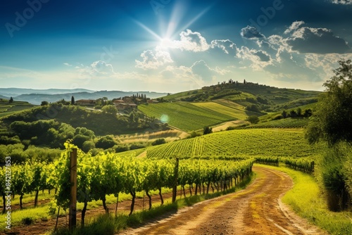 Scenic views of casale marittimo village and vineyards in maremma, tuscany, italy