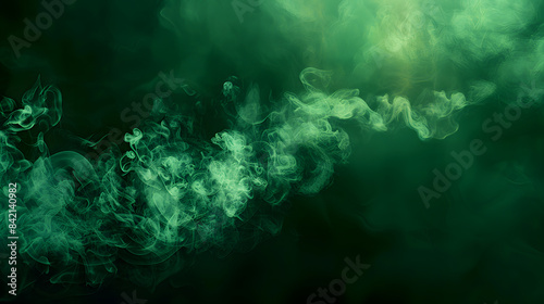 Emerald Green smoke in black dark background 