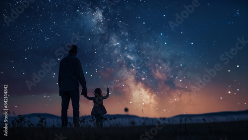 Stargazing Together: A Father and Daughter Under the Milky Way