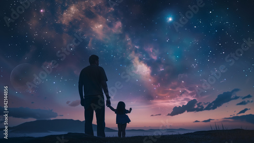 Stargazing Together: A Father and Daughter Under the Milky Way