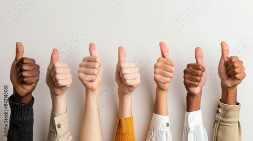 People of different races giving thumbs up. AIG535