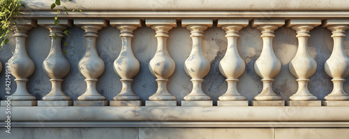 Classic stone balustrade with ornate design, architectural detail. Historical architecture concept