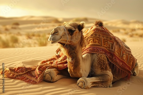 Man Riding Camel in Desert