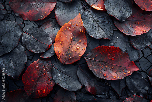 Vibrant Carnauba Leaf Texture in Black and Burgundy