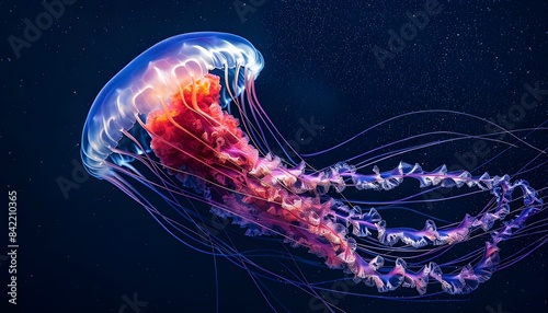 Pacific sea nettle jellyfish with flowing tentacles