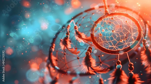 Mesmerizing Dreamcatcher with Ethereal Glow and Blurred Background