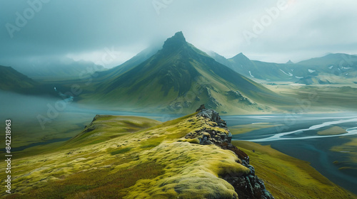 Icelandic landscap view on amazing mountain 