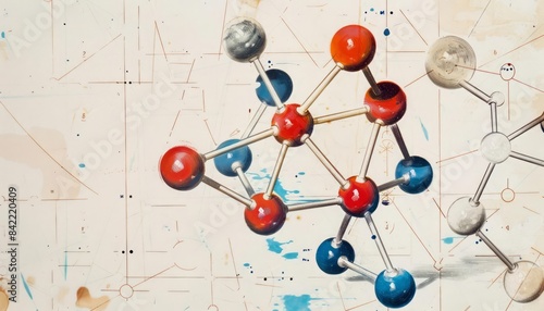 A detailed diagram of a molecule, highlighting the bonds between atoms in a scientific study