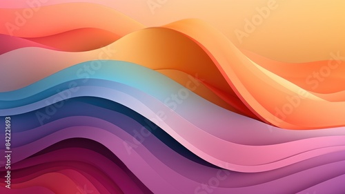 Abstract wavy pattern in vibrant orange and blue hues. Abstract artwork with colorful waves that appear to be flowing and swirling across the background. Dynamic background for modern design. AIG35.