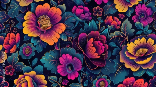 Pattern featuring lovely and vibrant flower motifs