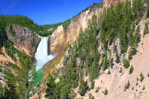Lower Falls of the Yellowstone River on a beautiful sunny day