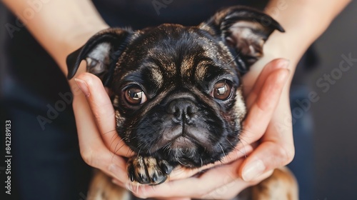 Stroking a pug on hands : Generative AI