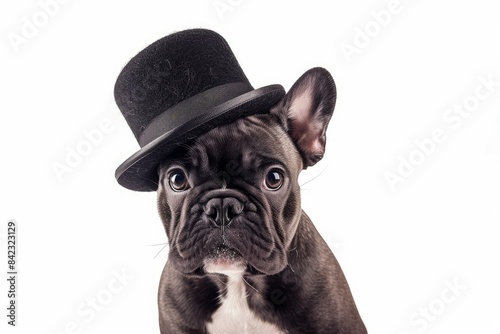 French Bulldog with a Bowler Hat and Monocle: A debonair French Bulldog sporting a stylish bowler hat and monocle, exuding sophistication and refinement with a touch of charm