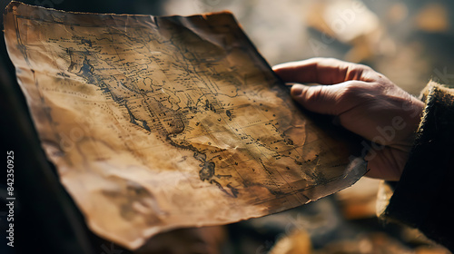 A person is holding an open book with a map inside