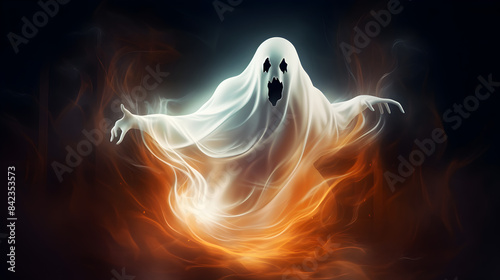 Creepy Ghost in Shadowy Room