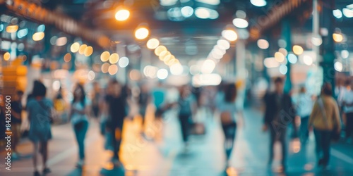 Blurred image of people walking in a busy shopping mall