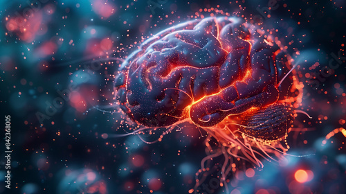 Futuristic brain connected
