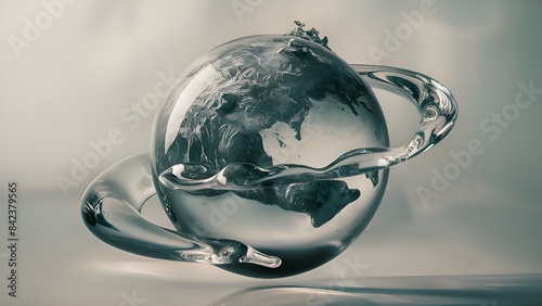 A conceptual image of a floating, transparent globe paperweight