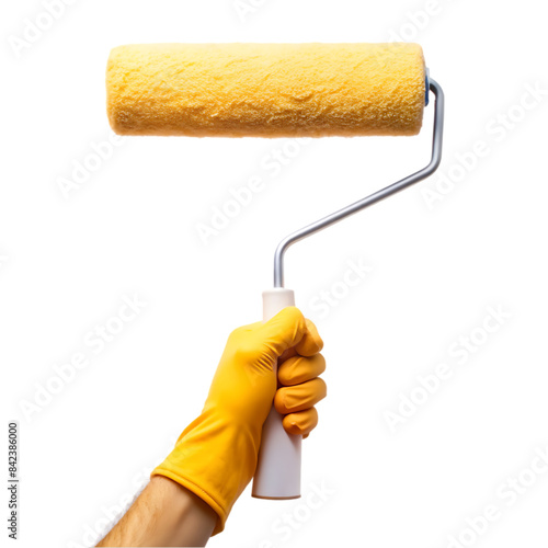 hands holding paint roller transparent background