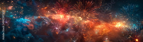 fireworks exploding in the night sky, celebrating the joy and festivity of Eid-al-Adha.