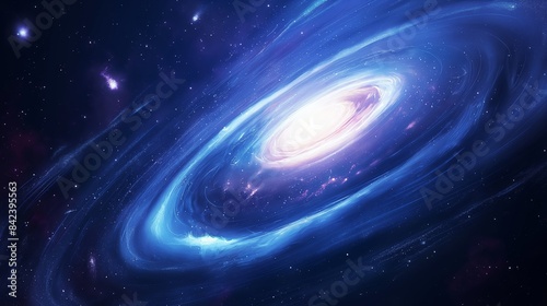 A vibrant blue spiral galaxy swirling in the periphery of deep space, encapsulating the beauty and complexity of the cosmos