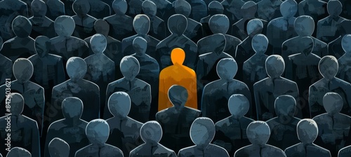 Yellow figure stands out in dark crowd, symbolizing brand differentiation in a competitive market