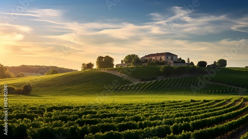 panoramic view of vineyards in Tuscany, Italy