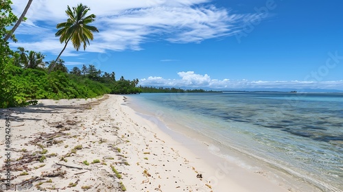 White sand beach in rikitea village mangareva gambier archipelago french polynesia south pacific pacific : Generative AI