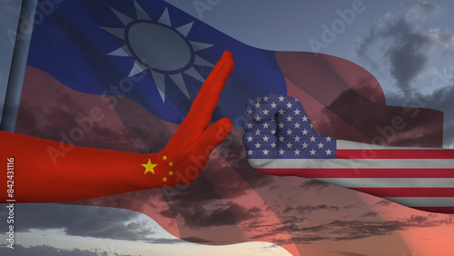 China wants to stop the USA from interfering in Taiwan, in the background the Taiwanese flag