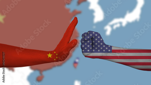 China wants to stop the USA from interfering in Taiwan, in the background the map of Taiwan