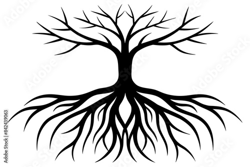 plant roots grow vertically silhouette vector illustration