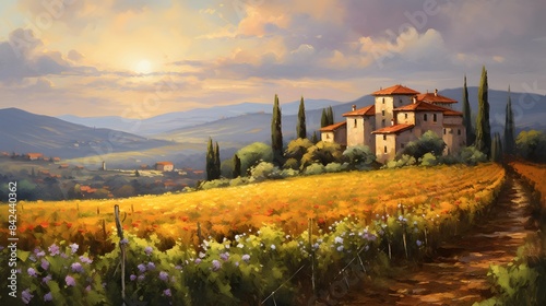 Panoramic view of Tuscany, Italy. Rural landscape.