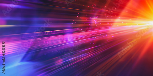 Colorful abstract light streaks in motion with lens flare