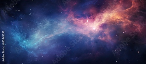 Nighttime astronomy photograph capturing the Milky Way galaxy and a star in the universe; a stunning outer space image with nebula features and ample room for adding text.