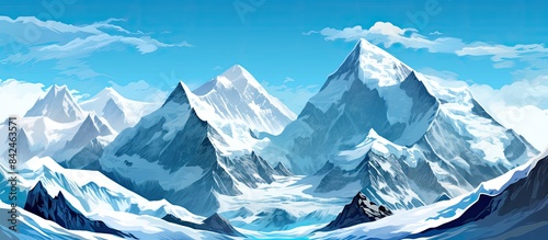 Mount Everest depicted in a blank background with space for additional images.