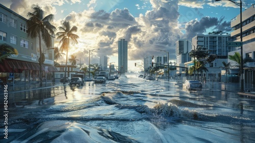 Liniya phenomenon, large waves hit the shore, destroying cities, roads and cars.