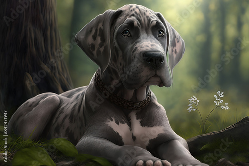 Great dane in the forest
