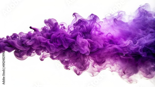 Vibrant purple smoke burst radiates outward from an unseen epicenter, tendrils curling and twisting against a transparent background, devoid of human presence.