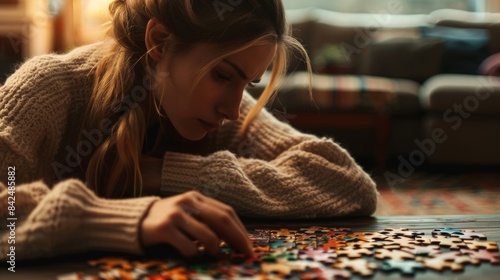 Women do leisurely activities like solving puzzles or playing board games. To relax and have fun
