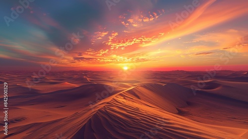 Sunset over a calm desert