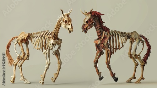 skeleton centaur flat design front view noble 3D render Splitcomplementary color scheme