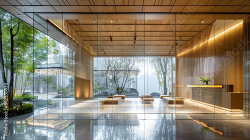 he reception hall resonates with the sound of raindrops hitting bamboo leaves, enveloping the entire space in a mist-like light