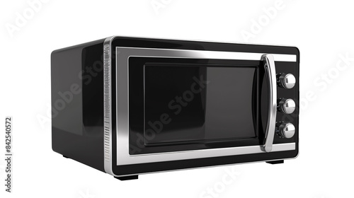 a black and silver microwave