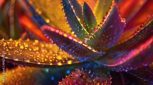Aloe succulent plant in close up with dark holographic tones